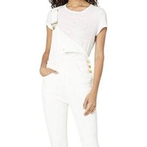 We Wore What White Denim Overalls Cotton Stretch Front Pocket S SMALL